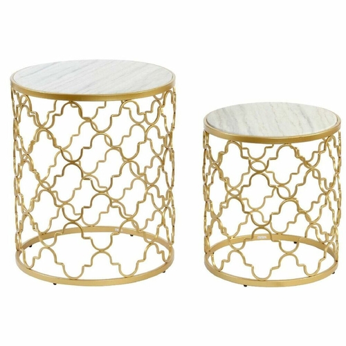 Side table DKD Home Decor Silver Metal White Marble (48 x 48 x 57 cm)