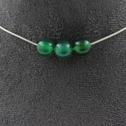 Green Agate 3 beads 8 mm necklace