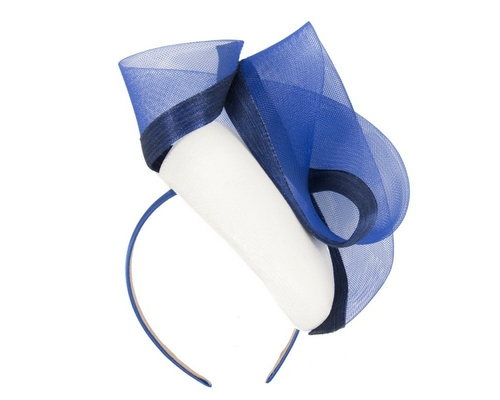 Tall white & blue pillbox fascinator