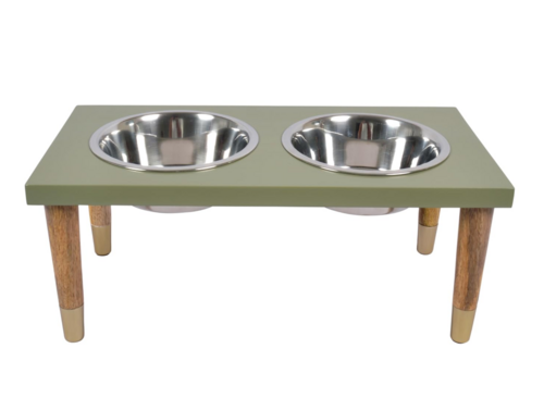 Pet Feeder, Natural Mango Wood Feeders Stand, Elevated Dog Bowls 1250