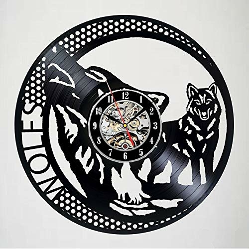 WOLFS ARTWORK HANDMADE VINYL RECORD WALL CLOCK