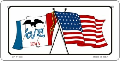 Smart Blonde BP-11475 3 x 6 in. Iowa & USA Flag Novelty Metal Bicycle 