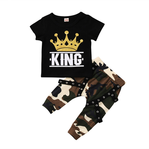 King Black Camouflage Stylish 2Pcs Newborn