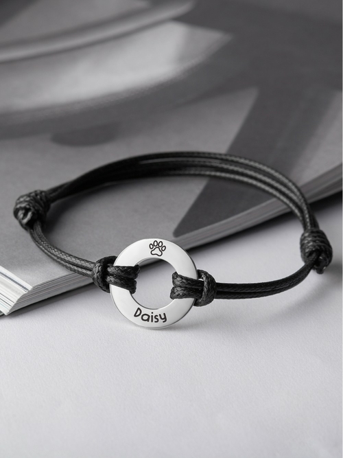 Pet Name Leather Bracelet, Memorial Dog Dad Gift, Loss of Pet Gift