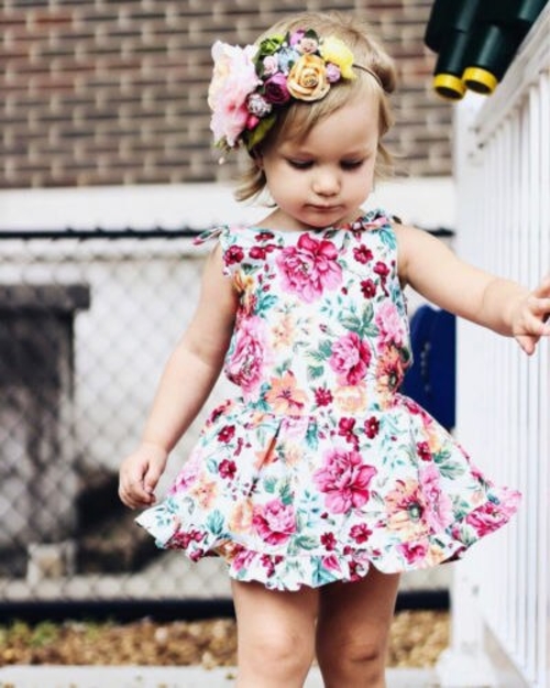 Toddler Kids Baby Girls Sleeveless Floral Princess