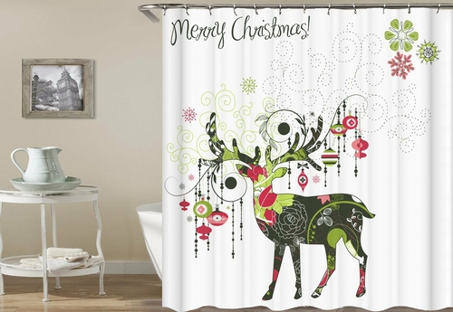 Merry Christmas Decorative Reindeer Shower Curtain
