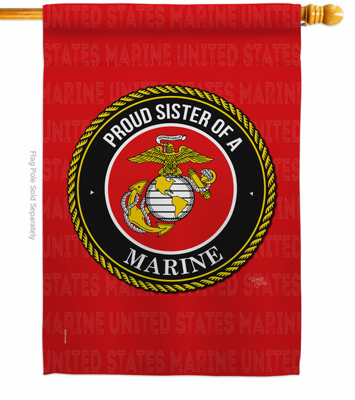 Breeze Decor H108581-BO Proud Sister Marines House Flag Armed Forces M