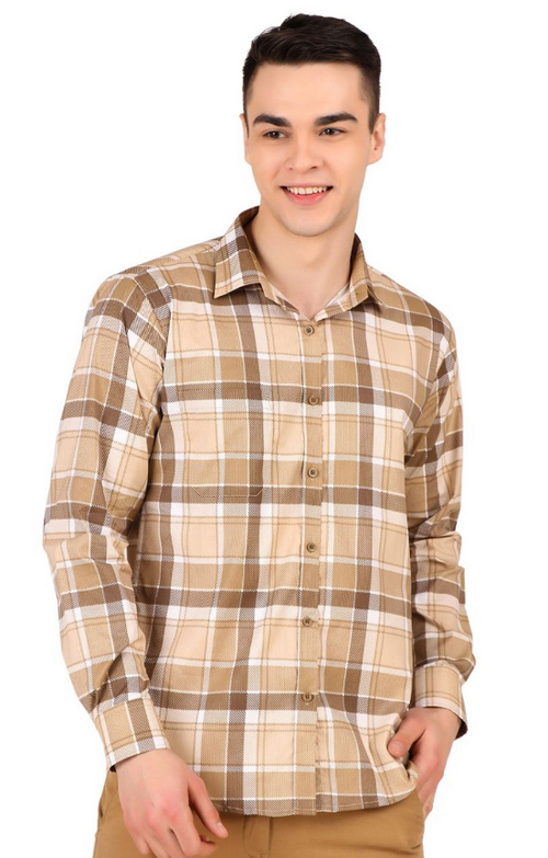 Men Premium Spread Collar Tartan Checked Cotton Slim Fit Casual Shirt