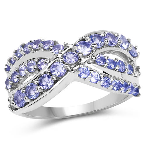 1.49 Carat Genuine Tanzanite .925 Sterling Silver Ring