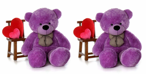 Softness Long Soft Lovable Huggable Teddy Bear Purple Pack of 2