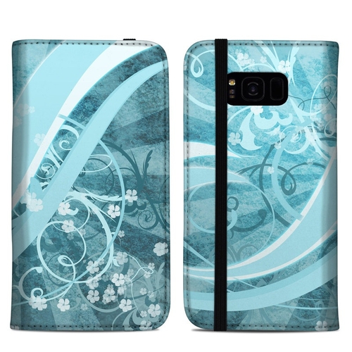 DecalGirl SGS8PFC-FLOR-BLU Samsung Galaxy S8 Plus Folio Case - Flores 