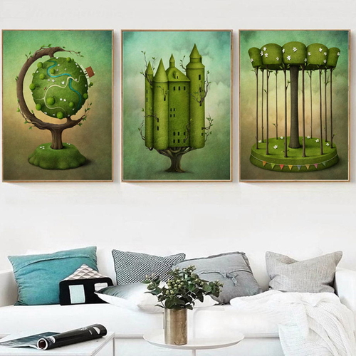 Cartoon Carousel Castle Globe Landscape