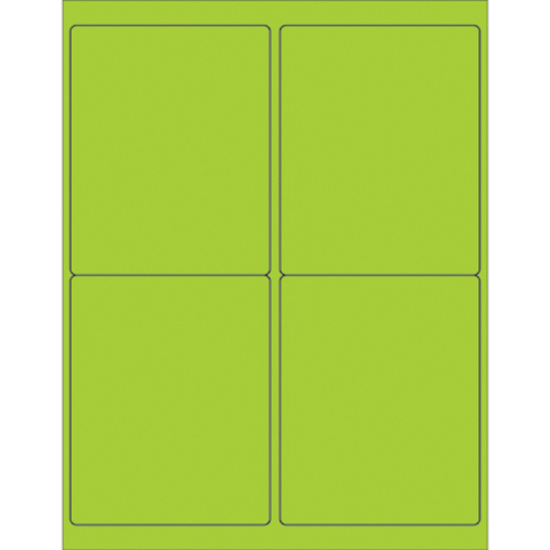 Box Partners LL181GN 4 x 5 in. Fluorescent Green Rectangle Laser Label
