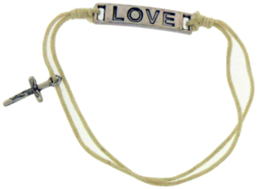 Solid Rock Jewelry 144624 White Cotton Adjustable Friendship with Love