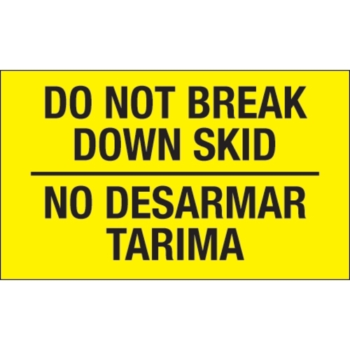 Tape Logic DL1090 3 x 5 in. - No Desarmar Tarima Fluorescent Yellow Bi