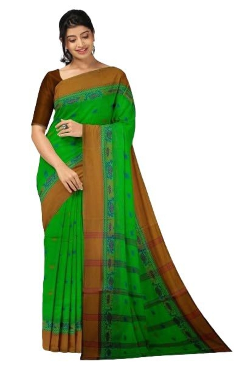 Women'S Tangail Pure Cotton Silk Border Traditional Bengal Handloom