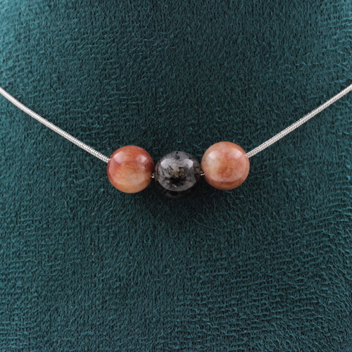 Sunstone 8 mm 3 beads necklace.