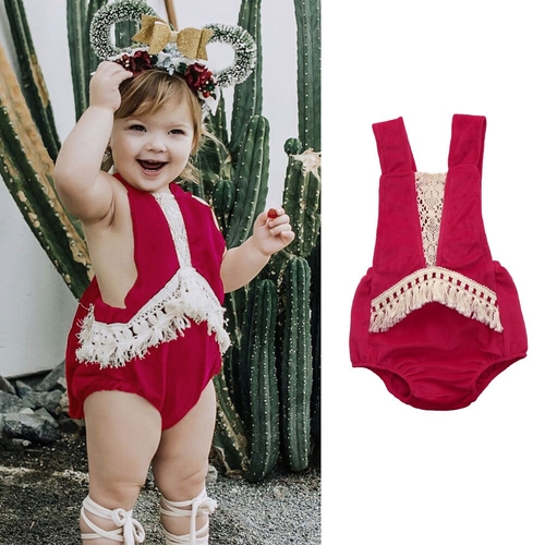 Newborn Infant rompers for Baby Girls Tassel Lace