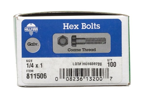 Hillman 811506 0.25 x 1 in. Galvanized Hex Bolt