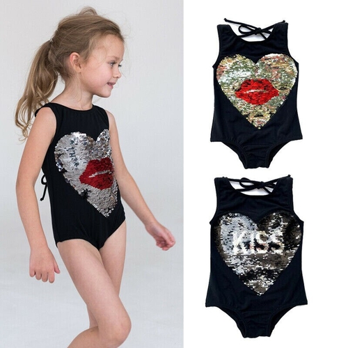 Fashion Kids Baby Girls Sequins Bikini Swimwear