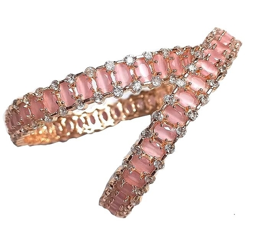 Rose Gold Polish With Pink Stones For Women And Girls Pack of 2