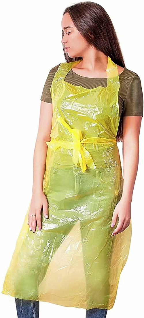 Pack of 100 Yellow Polyethylene Aprons 28 x 46 Disposable Aprons