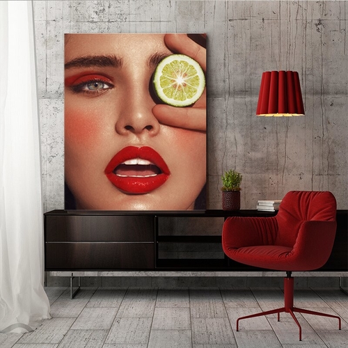 Retro Girls Photo Canvas Painting Red