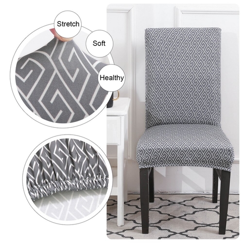 Grey Printed Chair Cover Universal Size Seat Chair