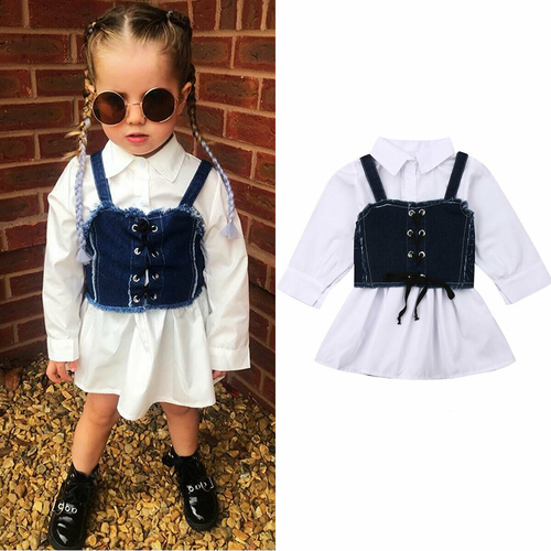 1 6Y Fashion Toddler Kids Baby Girl Dress+Vest