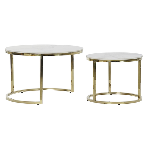 Set of 2 small tables DKD Home Decor White Golden 70 x 70 x 44 cm