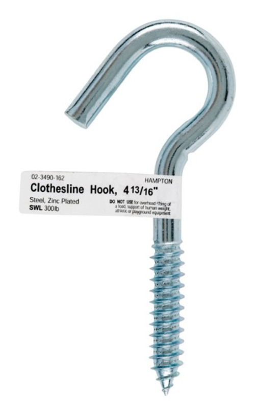 Hampton 02-3490-162 Clothesline Bolt Hook  0.437 x 4.81 in. - pack of 