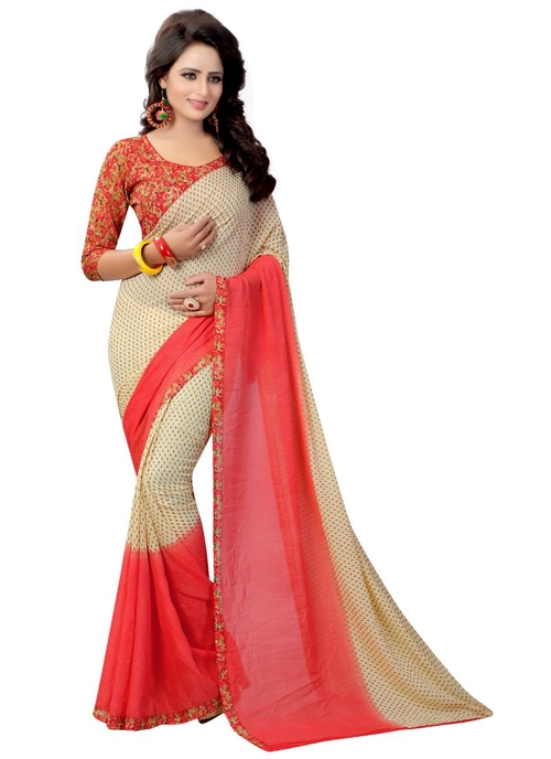 Generic Women's Georgette Saree(Red, 5.5-6mtrs)