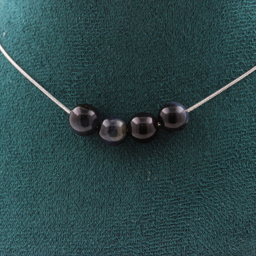 Hawk Eye 8 mm 4 beads necklace.