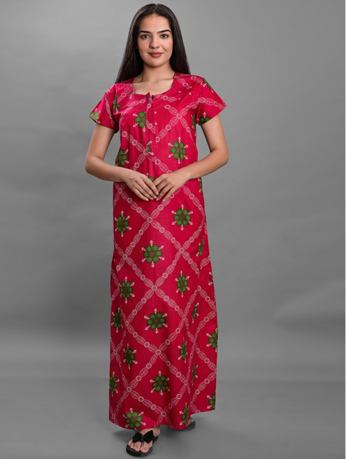 Women pink printed nighty