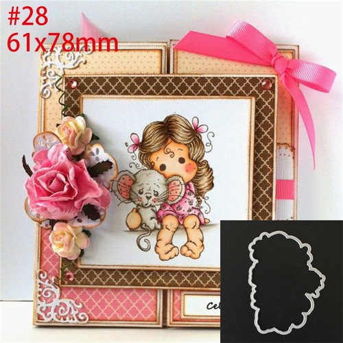 Lovely Mouse&Girl Metal Cutting Dies+Clear stamps