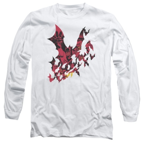 Trevco Batman-Broken City - Long Sleeve Adult 18-1 Tee - White- Medium