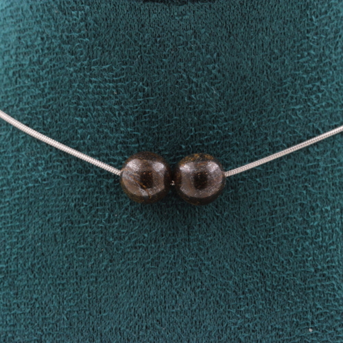 Bronzite 2 beads 8 mm necklace. 