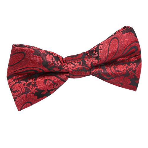 Paisley Pre-Tied Bow Tie - Boys - Black & Red