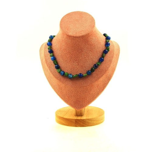 Diopside + Chalcedony + Agate 8 mm beads necklace