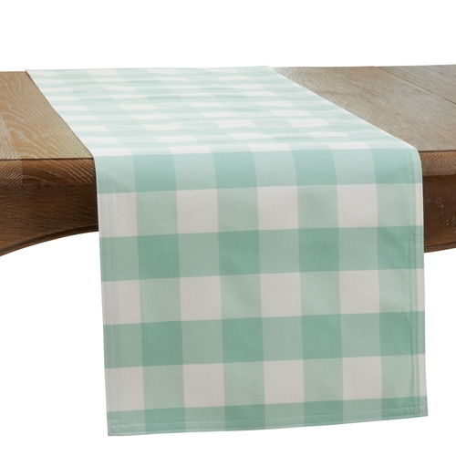 Saro 5026.G1672B 16 x 72 in. Cotton & Poly Blend Buffalo Oblong Plaid 