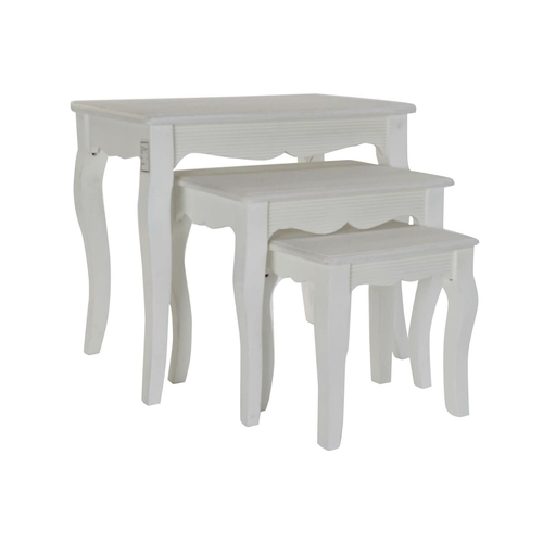 Set of 3 small tables DKD Home Decor Wood MDF White Traditional (53 x