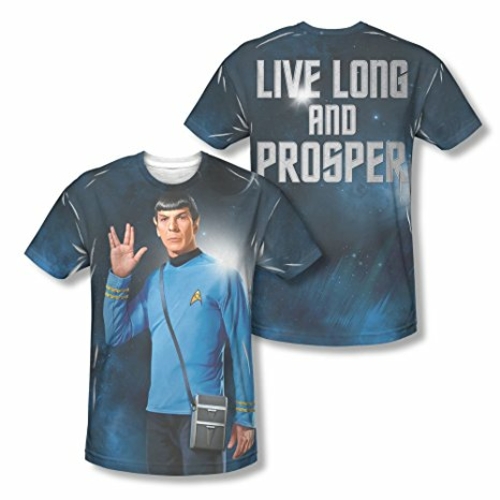Trevco CBS1289FB-ATPC-5 Star Trek-Live Long - Front & Back Print - Adu