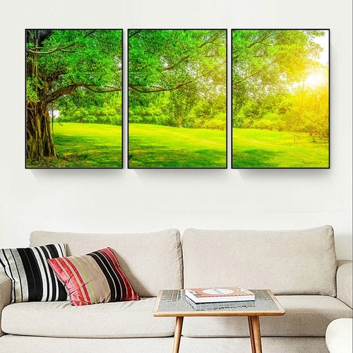 Nordic Landscape Art Green Leaves