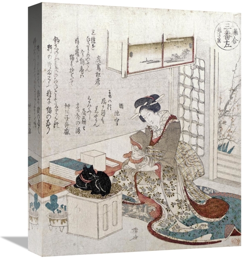 Global Gallery GCS-267283-16-142 16 in. A Girl with Two Cats Art Print