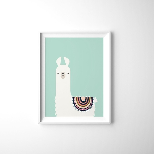 Cute Animal Llama Canvas Art Print , Llama Canvas