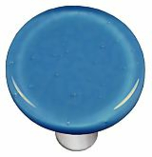 Hot Knobs HK1029-KRA Egyptian Blue Round Glass Cabinet Knob - Aluminum