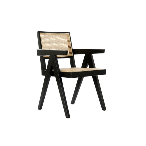Chair with Armrests DKD Home Decor Black Natural 56,5 x 60 x 86 cm