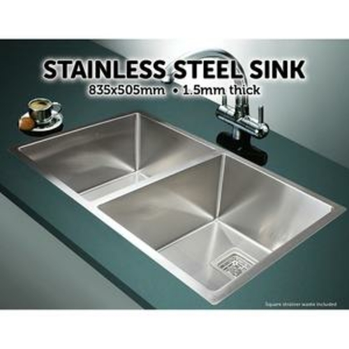 835x505mm Handmade 1.5mm Stainless Steel Sink with Square Waste