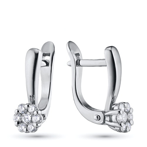Sterling Silver Earrings with 14 Round-Cut Lab-Created Diamonds 0.297