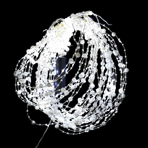 Vickerman X18S7209 200 Light White Micro Pearl Vine Set Silver Wire  &